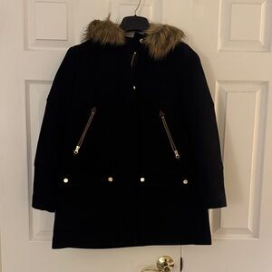 J.Crew Chateau Parka  Black with Fur Hood